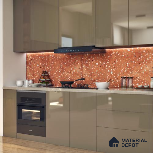 Terrazzo Wall & Floor Tile TL 07612 I Cotto Terrazo Red 4 ft x 2 ft GVT Vitrified Matte Finish - 9 mm