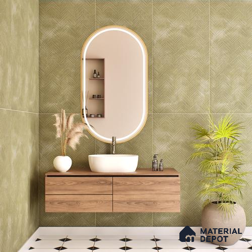 Patterned Wall & Floor Tile TL 07612 Cotto Herringbone Olive Decor 4 ft x 2 ft GVT Vitrified Matte Finish - 9 mm