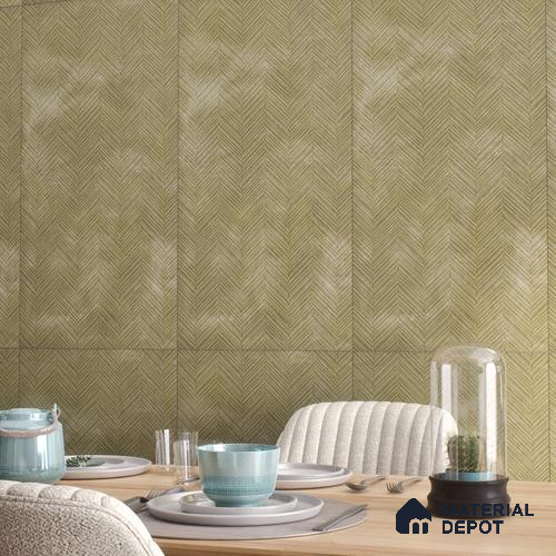 Patterned Wall & Floor Tile TL 07612 Cotto Herringbone Olive Decor 4 ft x 2 ft GVT Vitrified Matte Finish - 9 mm
