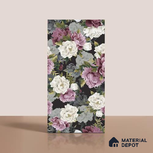 Floral Wall Tile TL 09925 4 ft x 2 ft Purple Vitrified Matte Finish Tile - 9 mm | Ideal for Living Room,Bedroom,Bathroom,Kitchen