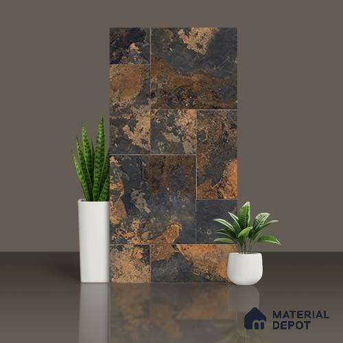 Stone Wall & Floor Tile TL 09993 4 ft x 2 ft Brown Vitrified Matte Finish Tile - 9 mm | Ideal for Living Room, Bedroom, Bathroom, Kitchen