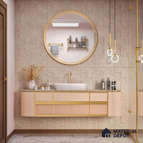 Stone Wall & Floor Tile TL 07613 C Jodhpur Pink 4 ft x 2 ft GVT Vitrified Matte Finish - 9 mm | 2 Random Design Suitable For Living Room, Bedroom, Bathroom