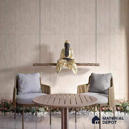 Stone Wall & Floor Tile TL 07613 Austin White 4 ft x 2 ft GVT Vitrified Matte Finish - 9 mm | 2 Random Design  Suitable For Living Room, Bedroom, Bathroom