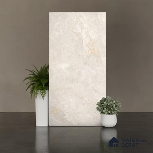 Marble Floor & Wall Tile TL 09914 4 ft x 2 ft Cream Vitrified Matte Finish Tile - 9 mm | Ideal for Living Room,Bedroom,Bathroom,Kitchen