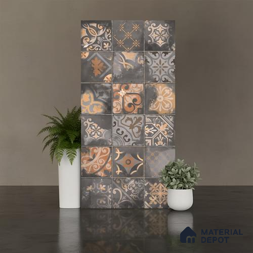 Patterned Wall Tile TL 09986 B 4 ft x 2 ft Multi Colour Vitrified Matte Finish Tile - 9 mm | Ideal for Living Room,Bedroom,Bathroom,Kitchen