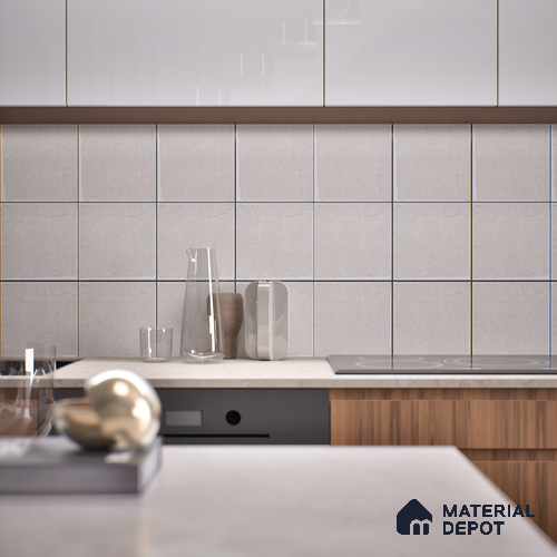 Stone Look  Tile TL 07549 E Osco Silver 7.87 inch x 7.87 inch Vitrified Matte Finish - 18 mm  | 9 Random Design | 2 mm Spacer is Mandatory