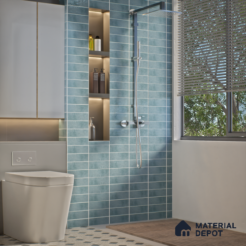 Plain Solids Tile TL 07550 C Onyx Blue 8.86 inch x 2.95 inch Vitrified Glossy Finish - 9 mm | 2 mm Spacer is Mandatory