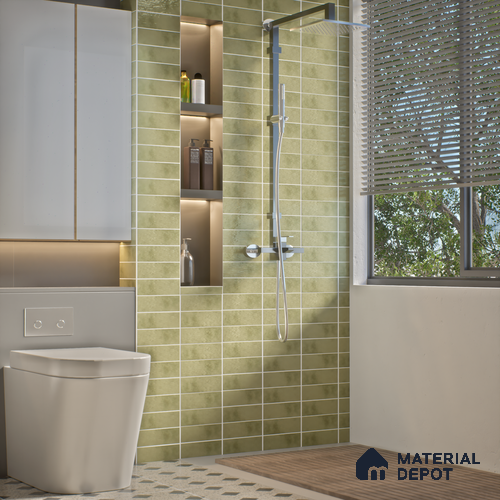 Plain Solids Tile TL 07550 E Onyx Green 8.86 inch x 2.95 inch Vitrified Glossy Finish - 9 mm | 2 mm Spacer is Mandatory