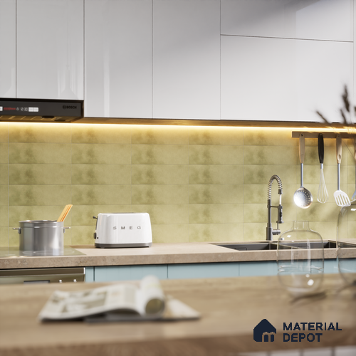 Plain Solids Tile TL 07550 E Onyx Green 8.86 inch x 2.95 inch Vitrified Glossy Finish - 9 mm | 2 mm Spacer is Mandatory
