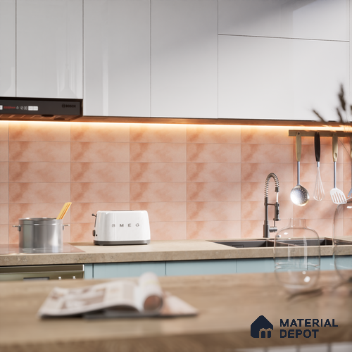 Plain Solids Tile TL 07550 K Onyx Pink 8.86 inch x 2.95 inch Vitrified Glossy Finish - 9 mm | 2 mm Spacer is Mandatory