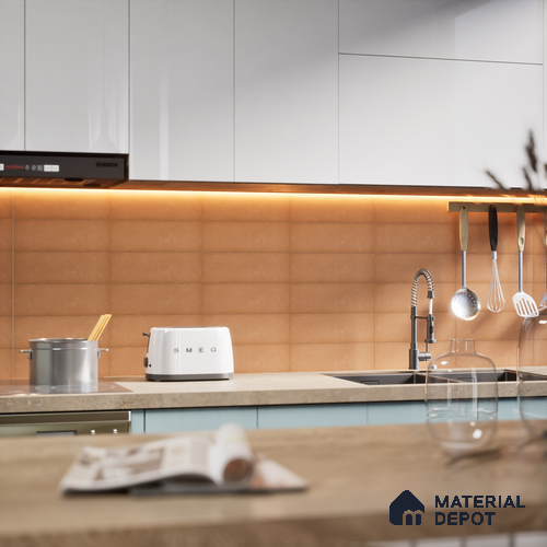 Plain Solid Look Tile TL 07615 E Hook Brown 9 inch x 3 inch Vitrified Matte Finish - 9 mm | 2 mm Spacer is Mandatory