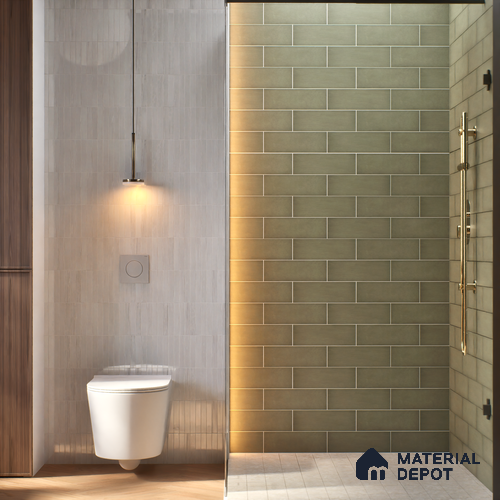 Plain Solid Look Tile TL 07615 I Hook Green 9 inch x 3 inch Vitrified Matte Finish - 9 mm | 2 mm Spacer is Mandatory