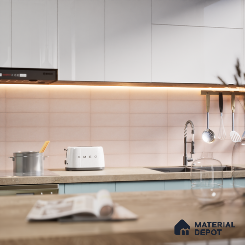 Plain Solid Look  Tile TL 07615 K Hook Pink 9 inch x 3 inch Vitrified Matte Finish - 9 mm  | 2 mm Spacer is Mandatory
