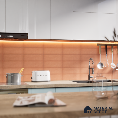 Plain Solid Look Tile TL 07615 M Hook Red 9 inch x 3 inch Vitrified Matte Finish - 9 mm | 2 mm Spacer is Mandatory