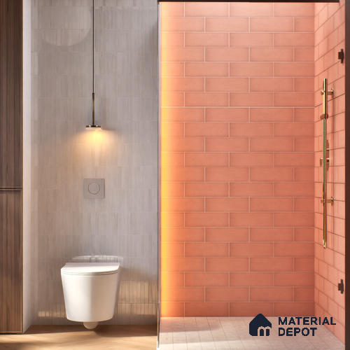 Plain Solid Look Tile TL 07615 M Hook Red 9 inch x 3 inch Vitrified Matte Finish - 9 mm | 2 mm Spacer is Mandatory