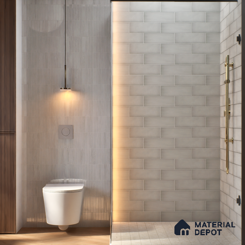 Plain Solid Look Tile TL 07615 O Hook Steel Grey 9 inch x 3 inch Vitrified Matte Finish - 9 mm | 2 mm Spacer is Mandatory