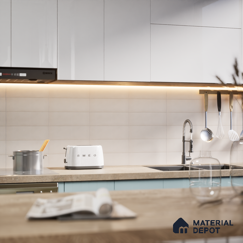 Plain Solid Look Tile TL 07615 Hook Bianco 9 inch x 3 inch Vitrified Matte Finish - 9 mm | 2 mm Spacer is Mandatory