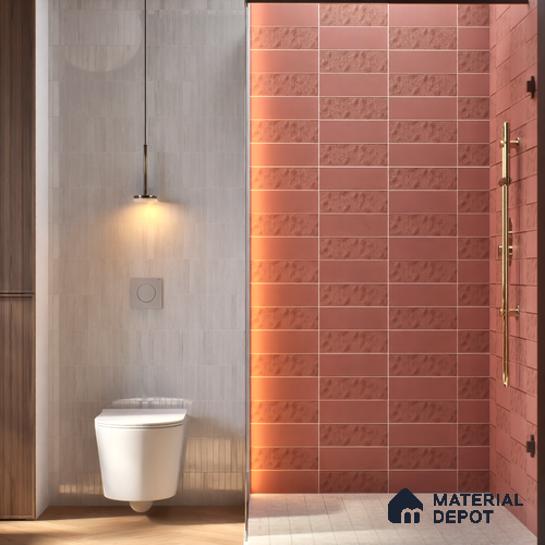 Subway Wall & Floor Tile TL 07668 D Plain Cranberry 8.8 Inch x 2.9 Inch Full Body Vitrified Matte Finish - 9 mm | 2 mm Spacer is Mandatory