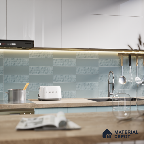 Subway Tile TL 07668 I Retro Sky 8.8 Inch x 2.9 Inch Full Body Vitrified Matte Finish - 9 mm | 2 mm Spacer is Mandatory