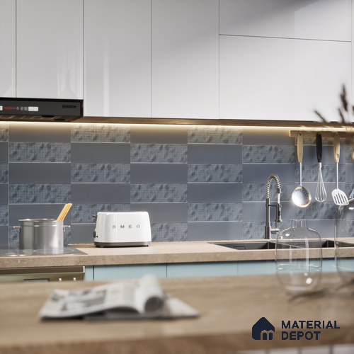 Subway  Tile TL 07668 K Retro Slate Blue 8.8 Inch x 2.9 Inch Full Body Vitrified Matte Finish - 9 mm  | 2 mm Spacer is Mandatory