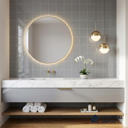 Subway Wall Tile TL 00055 B 4 x 4 inch Grey Plain Glossy Finish Ceramic Wall Tile - 5.8 mm | Suitable For Restaurant, Bathroom, Kitchen