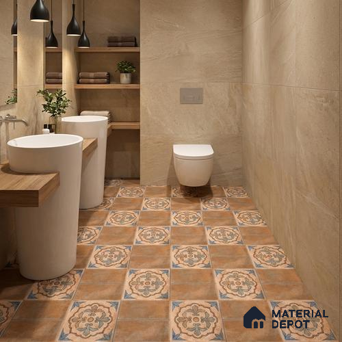 Terracotta Parking Floor & Wall TL 00061 D Red Rosy Brown 2 ft x 1 ft Matte Finish Stone Vitrified Tile - 12 mm | 32 Random Faces | Suitable For Heavy Duty Outdoor Areas