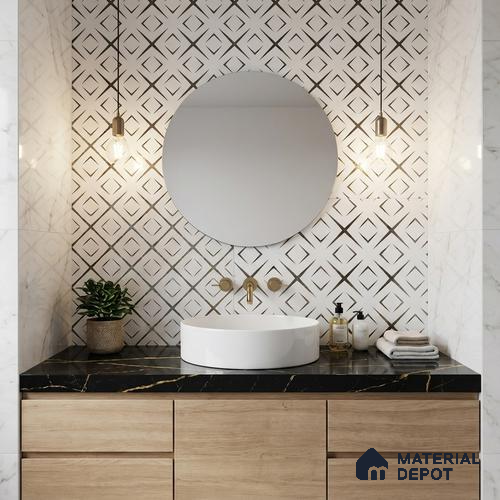 Glass Highligter Wall Tile TL 00259 A Gold Axis 2 ft x 1 ft Glossy Finish Ceramic Tile - 9 mm | Suitable For Bathroom, Kitchen Backsplashes