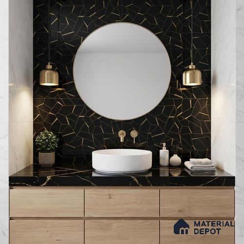 Glass Highligter Wall Tile TL 00262 B Golden Fracture 2 ft x 1 ft Glossy Finish Ceramic Tile - 9 mm | Suitable For Bathroom, Kitchen Backsplashes
