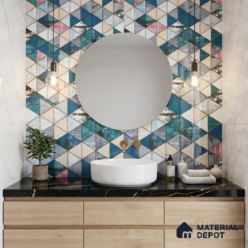 Glass Highligter Wall Tile TL 00263 Harbour Patch 2 ft x 1 ft Glossy Finish Ceramic Tile - 9 mm | Suitable For Bathroom, Kitchen Backsplashes