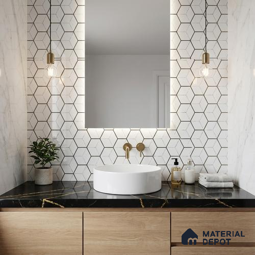 Glass Highligter Wall Tile TL 00265 Shadow Hive 2 ft x 1 ft Glossy Finish Ceramic Tile - 9 mm | Suitable For Bathroom, Kitchen Backsplashes