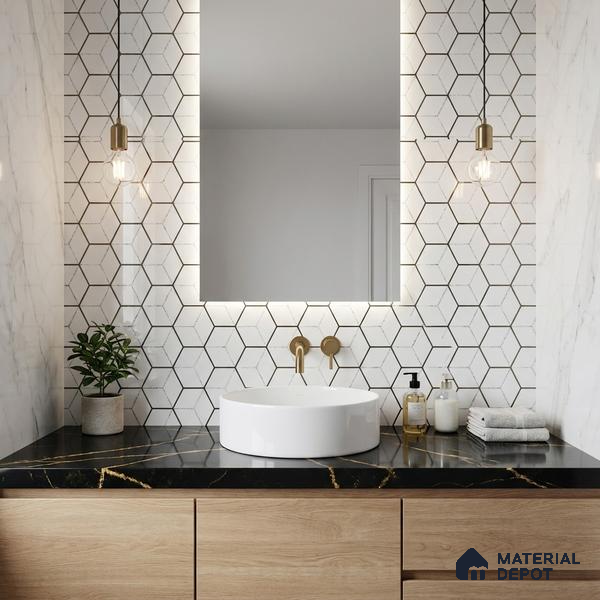 Glass Highligter Wall Tile TL 00265 Shadow Hive 2 ft x 1 ft Glossy Finish Ceramic Tile - 9 mm | Suitable For Bathroom, Kitchen Backsplashes