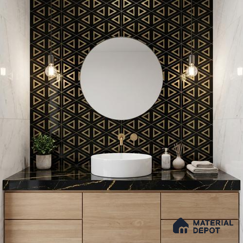 Glass Highligter Wall Tile TL 00266 Noir Prism 2 ft x 1 ft Glossy Finish Ceramic Tile - 9 mm | Suitable For Bathroom, Kitchen Backsplashes