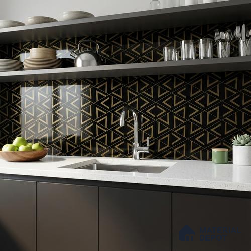 Glass Highligter Wall Tile TL 00266 Noir Prism 2 ft x 1 ft Glossy Finish Ceramic Tile - 9 mm | Suitable For Bathroom, Kitchen Backsplashes