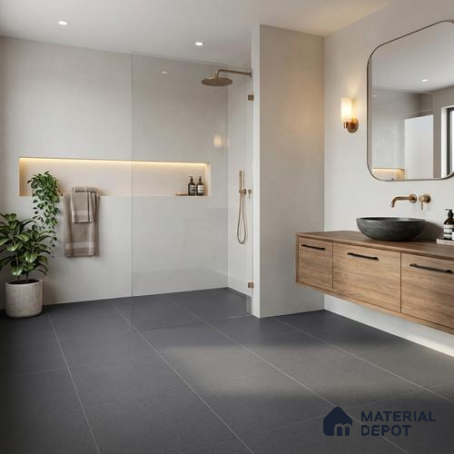Parking Floor Tile TL 00418 A Dark Neo Black 16 x 16 inch Vitrified Anti Skid Matte Finish Heavy Duty Tile - 12 mm | Suitable For Balcony, Terrace, Pathways | Pattern Alignment May Vary | 2-3 mm Spacer is Mandatory