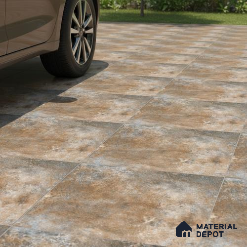 TL 00419 Rustic Brown 16 x 16 inch Matte Finish Parking Anti Skid Vitrified Floor Tile - 12 mm | Pattern Alignment May Vary | 2-3 mm Spacer is Mandatory