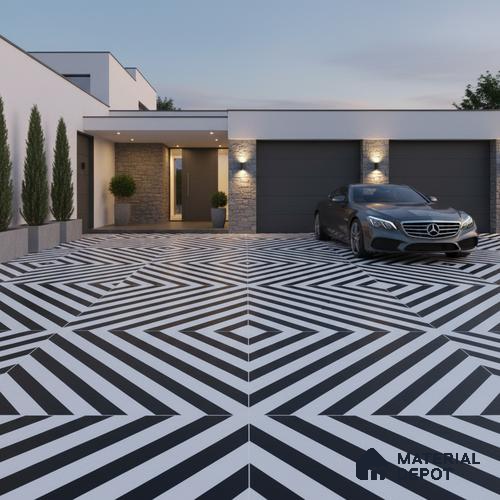 Parking Floor Tile TL 00423 Zebra White 16 x 16 inch Vitrified Anti Skid Matte Finish Heavy Duty Tile - 12 mm | Suitable For Balcony, Terrace, Pathways | Pattern Alignment May Vary | 2-3 mm Spacer is Mandatory