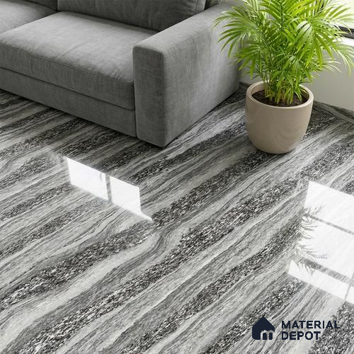 Double Charge Floor & Wall Tile TL 00426 Dualcore Smoke Grey 4 ft x 2 ft Vitrified Glossy Finish - 9 mm | Suitable for Bedroom, Living Room, Office & Bathroom Wall