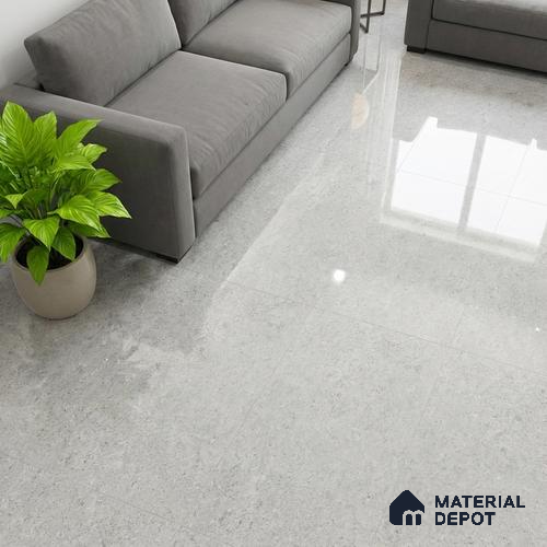 Double Charge Floor & Wall Tile TL 00434 Dualcore Misty Grey 4 ft x 2 ft Vitrified Glossy Finish - 9 mm | Suitable for Bedroom, Living Room, Office & Bathroom Wall