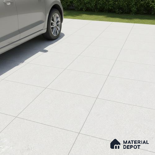 Budget Friendly Plain Look Value for Money Parking Cool Grey Floor Tile 16 x 16 inch | TL 00593 | Vitrified Matte Finish Tile - 12 mm | Suitable For Parking, Outdoor, Balcony & Terrace | Pattern Alignment May Vary | 2-3 mm Spacer is Mandatory