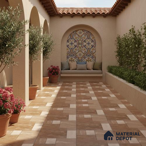 Budget Friendly Stone Look Value for Money Parking  Floor Tile 16 x 16 inch | TL 00597 | Vitrified Matte Finish Tile - 12 mm | Suitable For Parking, Outdoor, Balcony & Terrace | Pattern Alignment May Vary | 2-3 mm Spacer is Mandatory