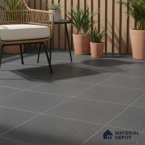 Budget Friendly Plain Look Value for Money Parking Smoky Grey Floor Tile 16 x 16 inch | TL 00656 | Vitrified Matte Finish Tile - 12 mm | Suitable For Parking, Outdoor, Balcony & Terrace | Pattern Alignment May Vary | 2-3 mm Spacer is Mandatory