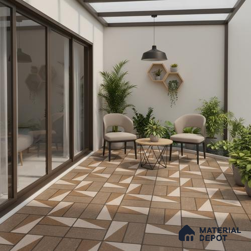 Budget Friendly Stone Look Value for Money Parking Dun Brown Floor Tile 16 x 16 inch | TL 00657 B | Vitrified Matte Finish Tile - 12 mm | Suitable For Parking, Outdoor, Balcony & Terrace | Pattern Alignment May Vary | 2-3 mm Spacer is Mandatory