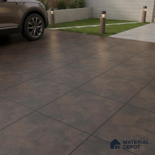 Budget Friendly Stone Look Value for Money Parking Chocolate Brown Floor Tile 16 x 16 inch | TL 00662 B | Vitrified Matte Finish Tile - 12 mm | Suitable For Parking, Outdoor, Balcony & Terrace | Pattern Alignment May Vary | 2-3 mm Spacer is Mandatory