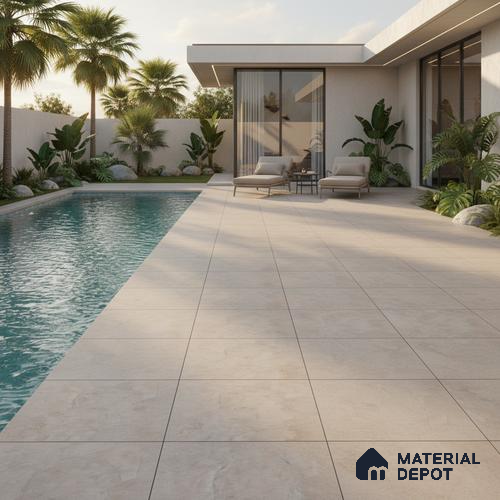 Budget Friendly Stone Look Value for Money Parking Glow Beige Floor Tile 16 x 16 inch | TL 00662 A | Vitrified Matte Finish Tile - 12 mm | Suitable For Parking, Outdoor, Balcony & Terrace | Pattern Alignment May Vary | 2-3 mm Spacer is Mandatory