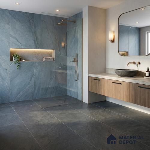 Budget Friendly Stone Look Value for Money Parking Ash Grey Floor Tile 16 x 16 inch | TL 00662 C | Vitrified Matte Finish Tile - 12 mm | Suitable For Parking, Outdoor, Balcony & Terrace | Pattern Alignment May Vary | 2-3 mm Spacer is Mandatory