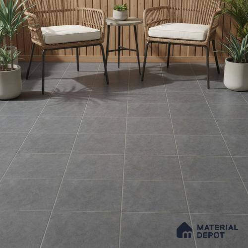 Budget Friendly Stone Look Value for Money Parking Ash Grey Floor Tile 16 x 16 inch | TL 00662 C | Vitrified Matte Finish Tile - 12 mm | Suitable For Parking, Outdoor, Balcony & Terrace | Pattern Alignment May Vary | 2-3 mm Spacer is Mandatory