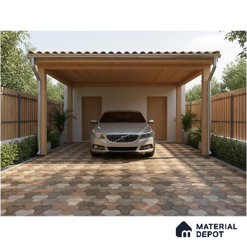 Parking Floor Tile TL 00876 A Chocolate Brown | 16 x 16 inch | Anti Skid Matte Finish Heavy Duty Vitrified Tile - 12 mm | Suitable For Outdoor, Terrace, Balcony | Pattern Alignment May Vary | 2-3 mm Spacer is Mandatory