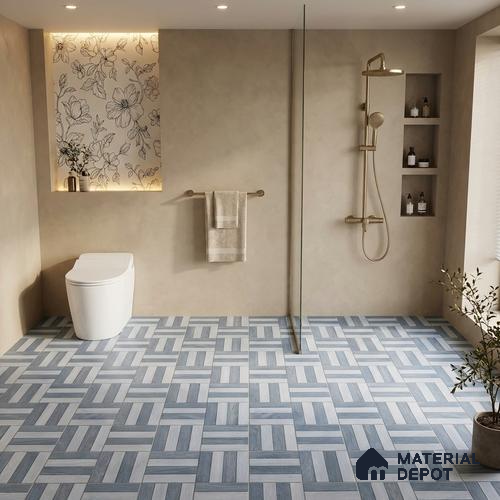 Parking Floor Tile TL 00879 B Foggy Grey | 16 x 16 inch | Anti Skid Matte Finish Heavy Duty Vitrified Tile - 12 mm | Suitable For High Traffic Areas, Terrace, Balcony | Pattern Alignment May Vary | 2-3 mm Spacer is Mandatory