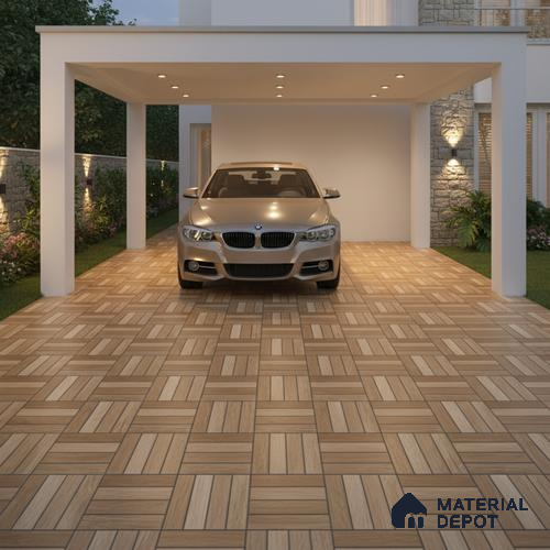 Parking Floor Tile TL 00879 A Oragnic Brown | 16 x 16 inch | Anti Skid Matte Finish Heavy Duty Vitrified Tile - 12 mm | Suitable For High Traffic Areas, Terrace, Balcony | Pattern Alignment May Vary | 2-3 mm Spacer is Mandatory