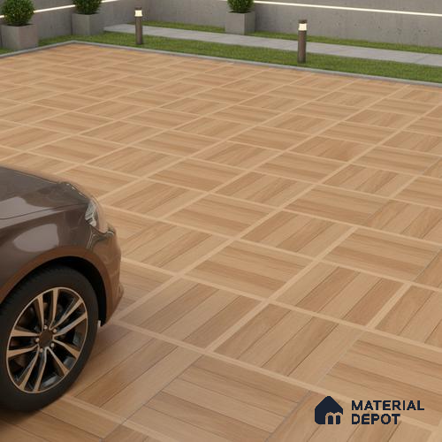 Parking Floor Tile TL 00880 Beige | 16 x 16 inch | Anti Slip Matte Finish Heavy Duty Vitrified Tile - 12 mm | Suitable For High Traffic Areas, Terrace, Balcony | Pattern Alignment May Vary | 2-3 mm Spacer is Mandatory